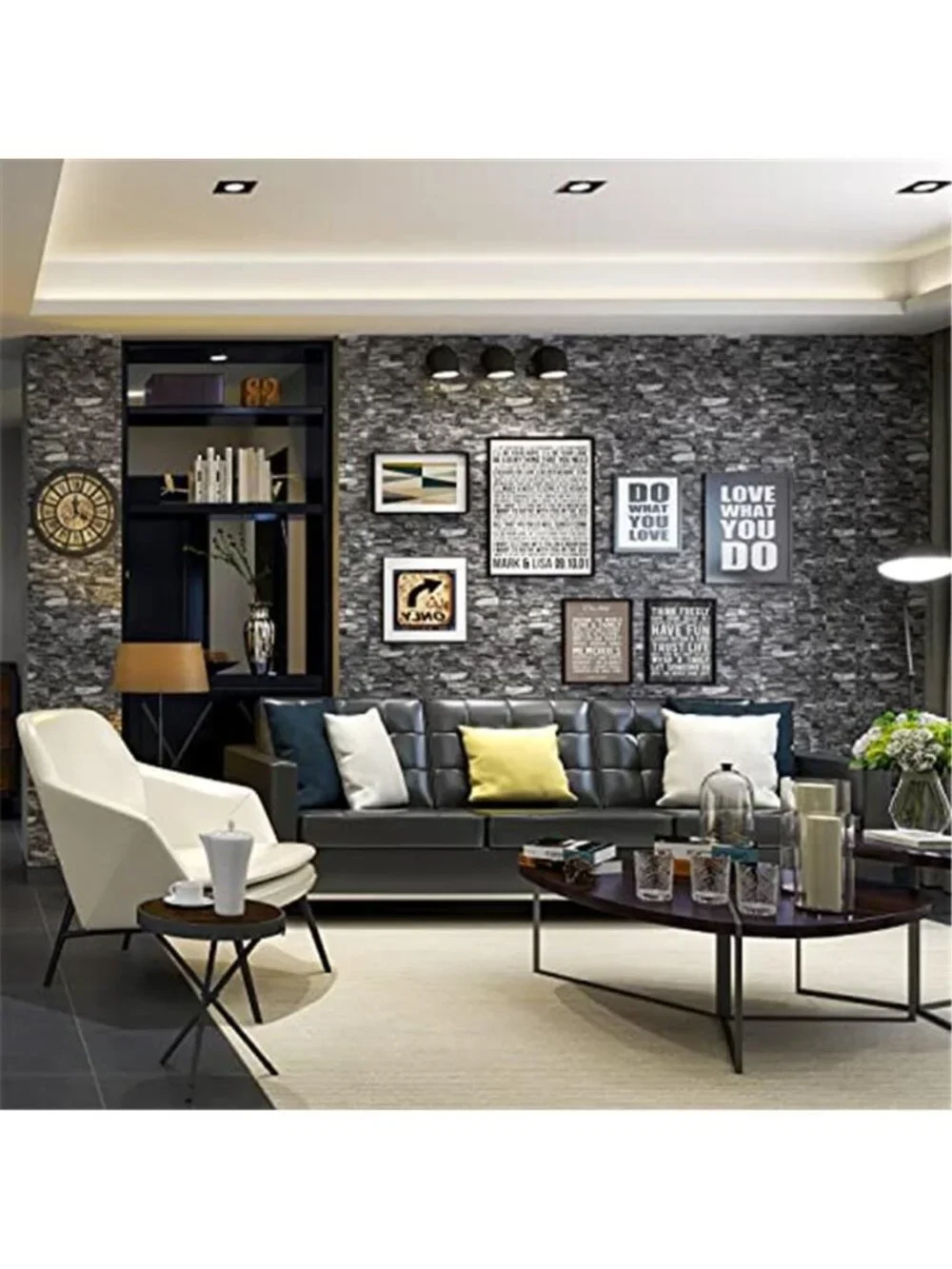 3D Brick Peel Stick Wall Panels Faux Stone Self Adhesive Black Foam 20PCS